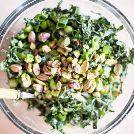 Shredded Kale and Pistachio Salad with Tahini Miso Dressing | Loveleaf Co. | loveleafco.com