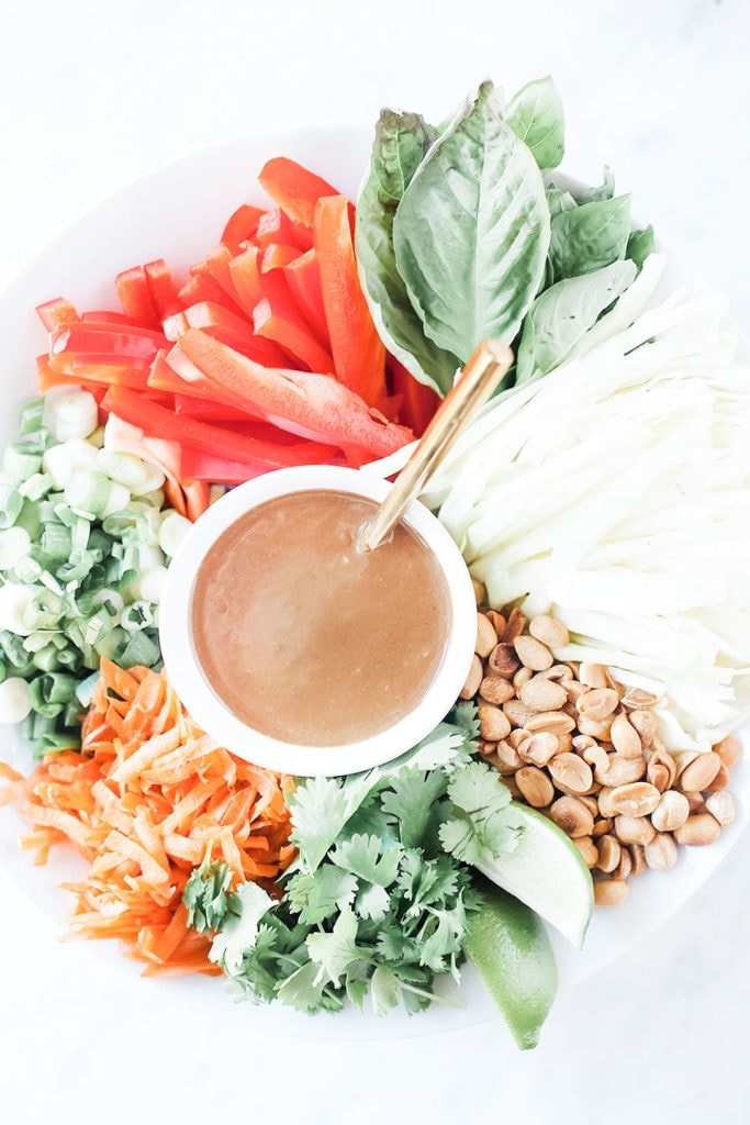 Pad Thai salad with peanut tamarind dressing from above.