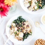 Cauliflower curry bowls with crunchy chickpeas.