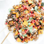 Wild rice salad with kabocha squash on platter.