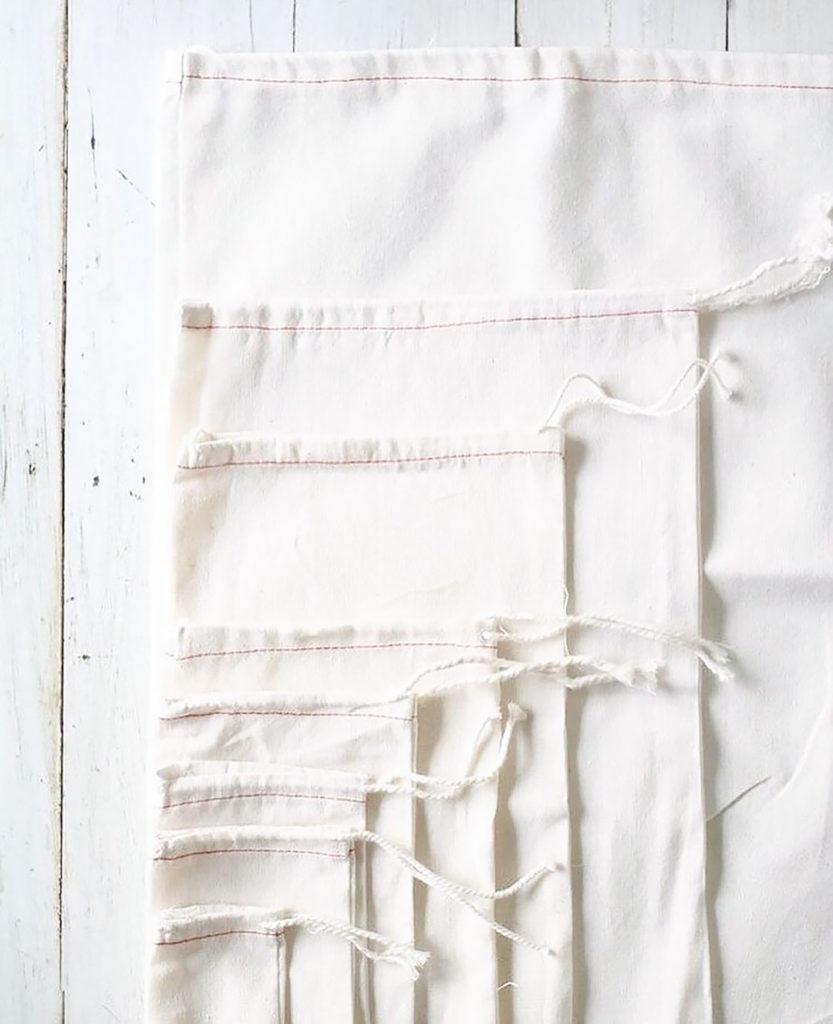 Cotton produce bags.