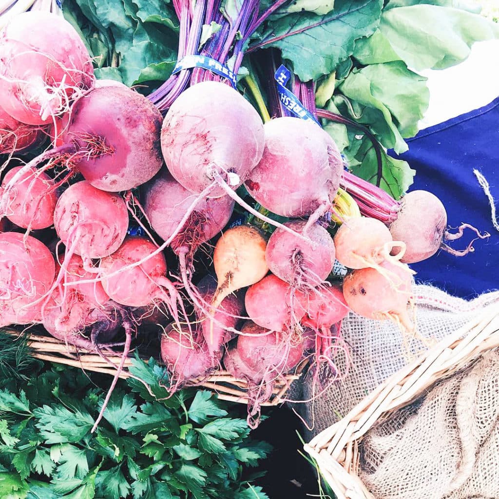 Beets at a farmstand.