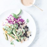 Black bean zucchini bowls on a white plate.